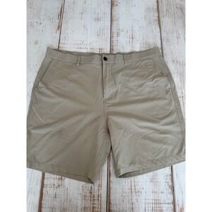 Free Fly Mens Bamboo Repreve Stretch Shorts Khaki Tan Size 38 Flat Front Outdoor